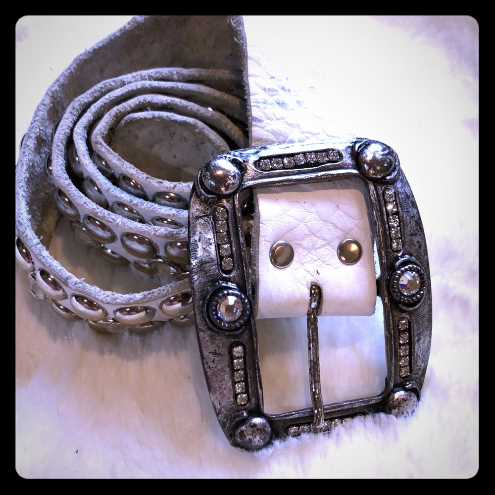 White leather belt